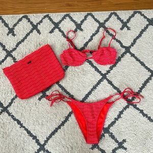 Red Triangle bikini with bag